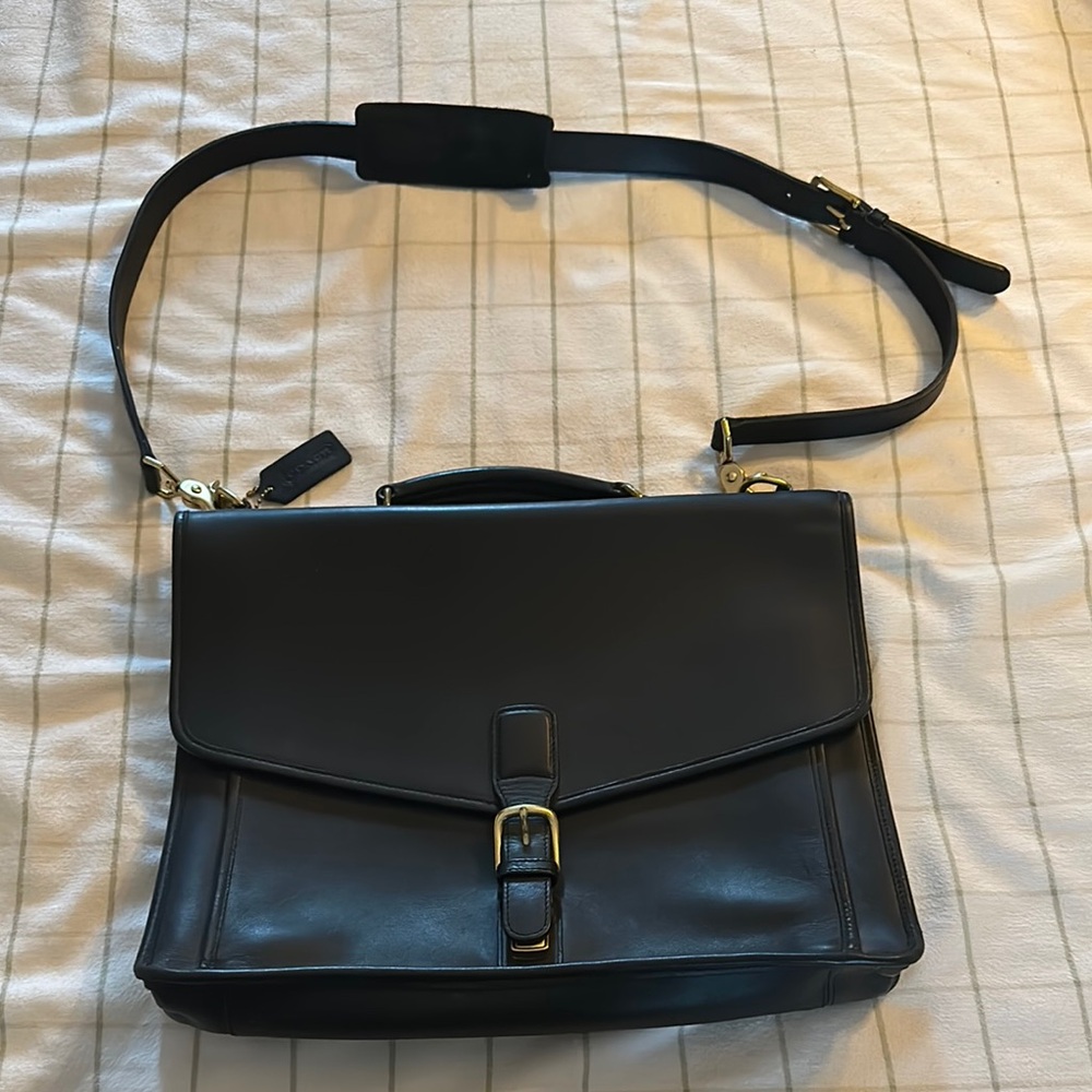 Coach Black Leather Men's laptop bag